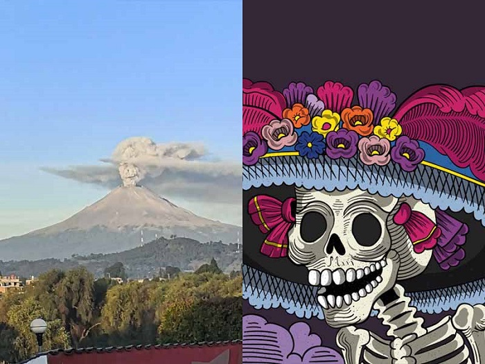 Observan el rostro de una "Catrina" en la fumarola del Popocatépetl