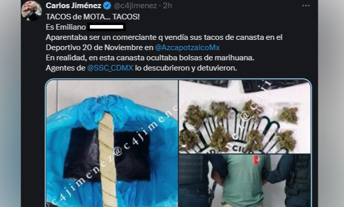CDMX: ¿Tacos de marihuana? Detienen a supuesto taquero que usaba su canasta para venderla