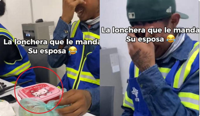 Su esposa le envía una lonchera de Hello Kitty y se muere de la vergüenza