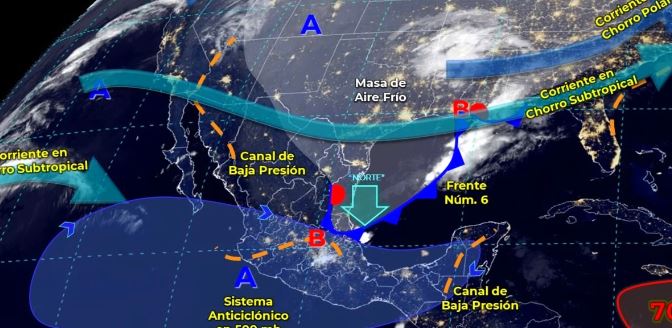 El Frente Frío 6: Lluvias muy fuertes en Veracruz, Oaxaca y Chiapas