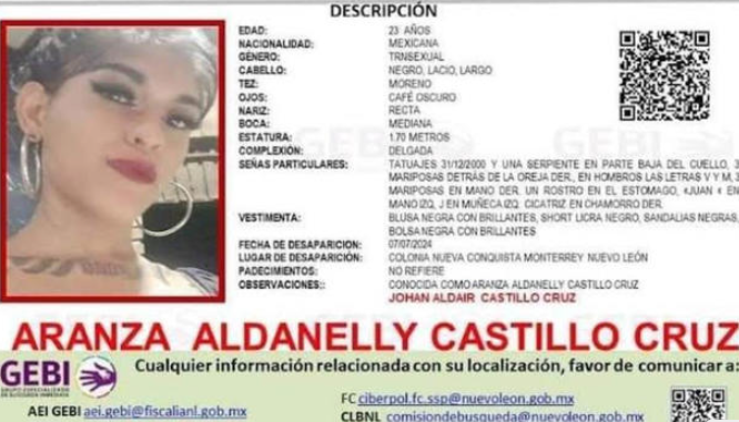 Buscan a joven trans que desapareció en Nuevo León