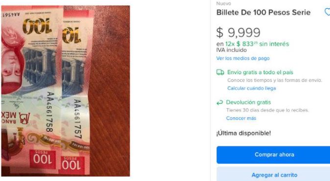 Ahora billetes nuevos de $100 de Sor Juana se venden  hasta en $10 mil