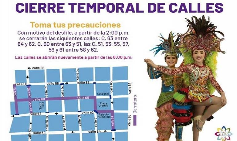 ¡Tome precauciones! Este jueves cierre de calles de Mérida por desfile infantil