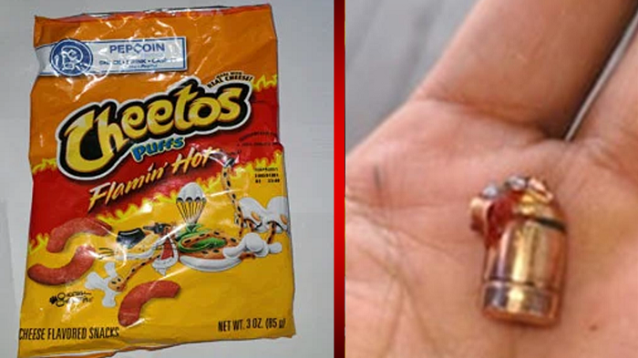 Niño encuentra una bala en una bolsa de Cheetos Flamin’ Hot