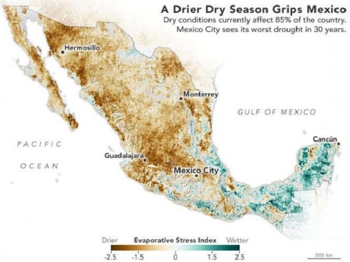 Se acaba el agua; NASA alerta a México sobre grave sequía