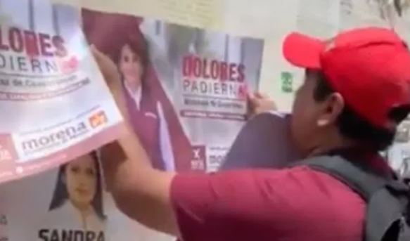 VIDEOS: Sujeto que colocaba propaganda de Morena agrede a actriz en CDMX