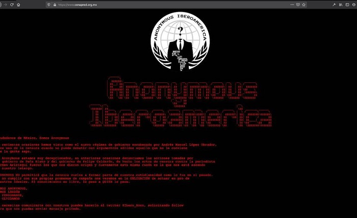 Presuntos integrantes de Anonymous Iberoamérica hackean página de Conapred