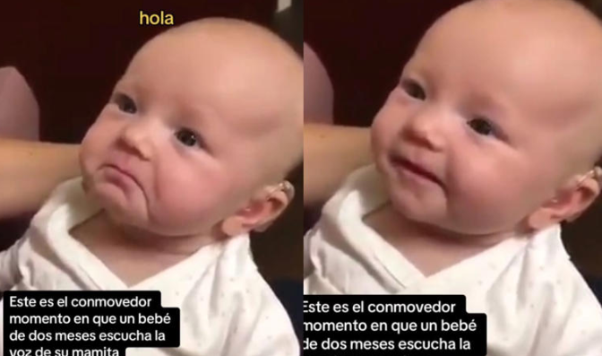 Bebé sordo llora al escuchar a su mamá por primera vez