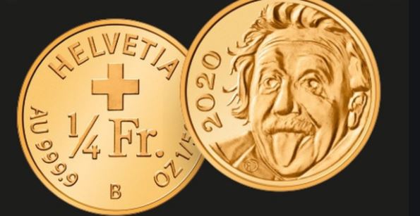 Suiza acuña la moneda más pequeña del mundo con Einstein sacando la lengua