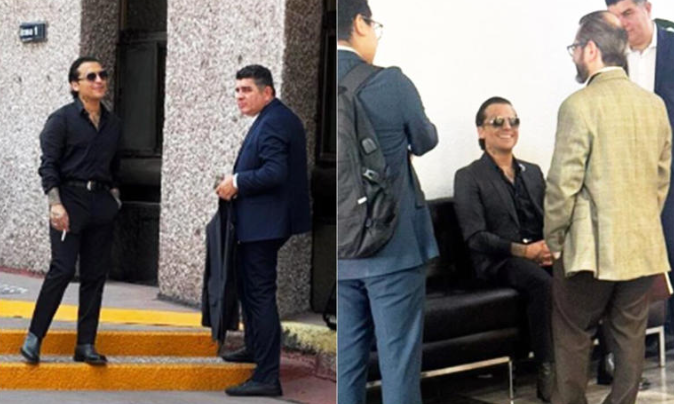 Christian Nodal es captado en juzgados de la CDMX; por falsificación de documentos