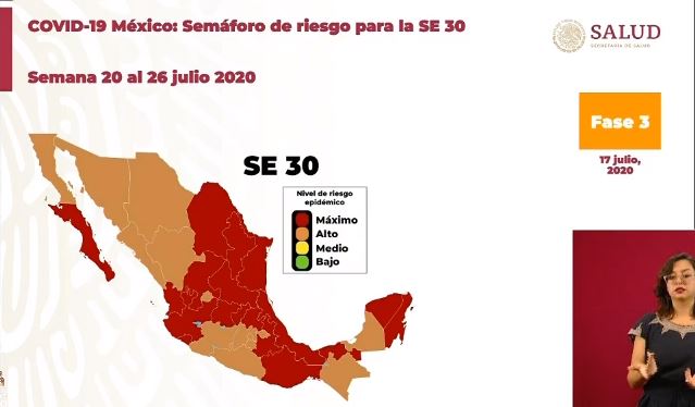 Semáforo nacional pone a Yucatán en rojo a partir del próximo lunes