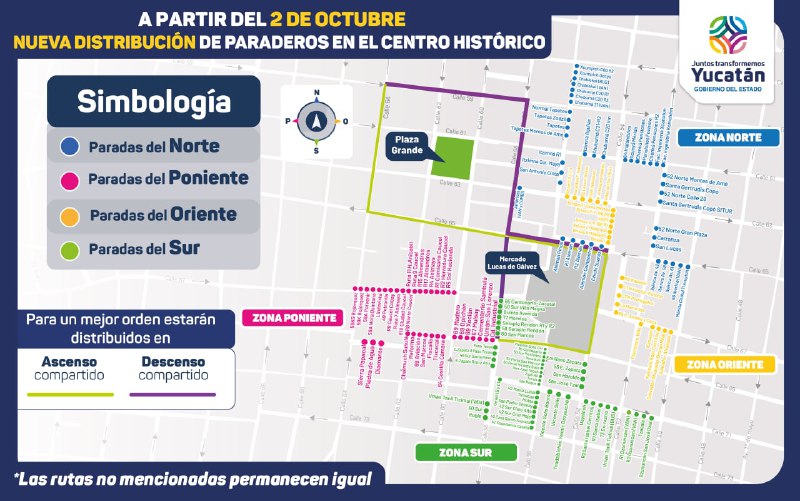 El 2 de octubre inicia el acercamiento de paraderos en el centro de Mérida