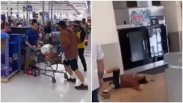 (VIDEO) Cliente escupe a empleado de Walmart; responde con un golpe y lo noquea