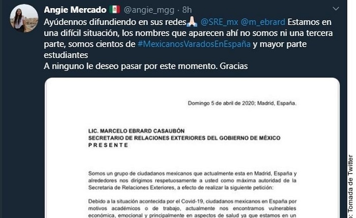 Estudiantes varados en España piden regresar a México