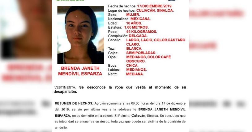 ¡Otra! Desaparece adolescente en Culiacán