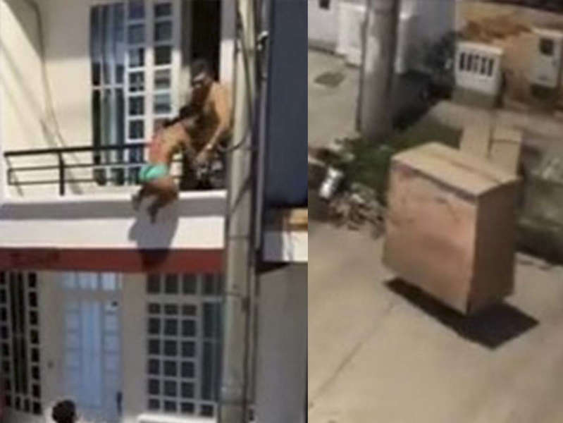 (VÍDEO) Amante se esconde en una caja para no ser descubierta... pero no lo logró