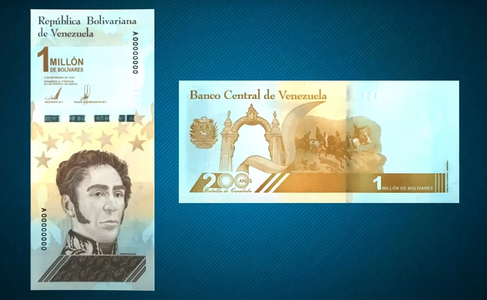 Venezuela lanza nuevo billete de 1 millón de bolívares, con valor de medio dólar