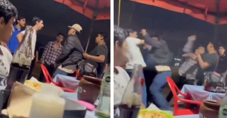 (VÍDEOS) Tepic: Captan brutal y desigual pelea  de 2 jóvenes contra 7 en taquería