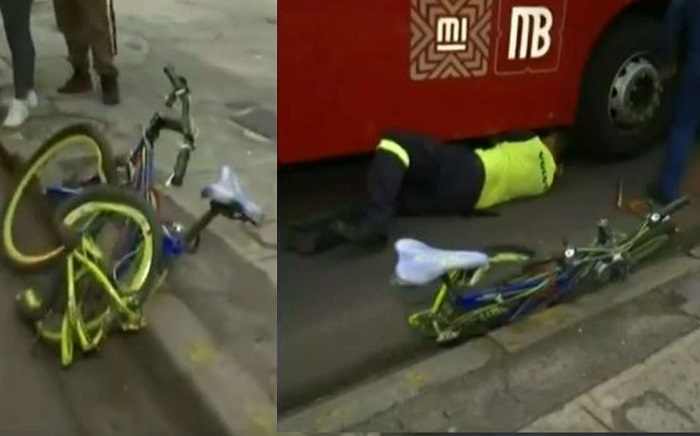 Ciclista es atropellado por Metrobús y vive para contarla