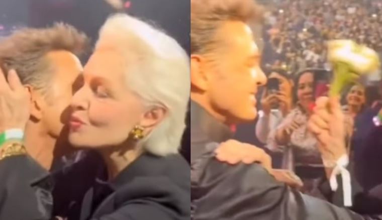 VIDEO: Luis Miguel detiene concierto para saludar con beso y flores a Carolina Herrera