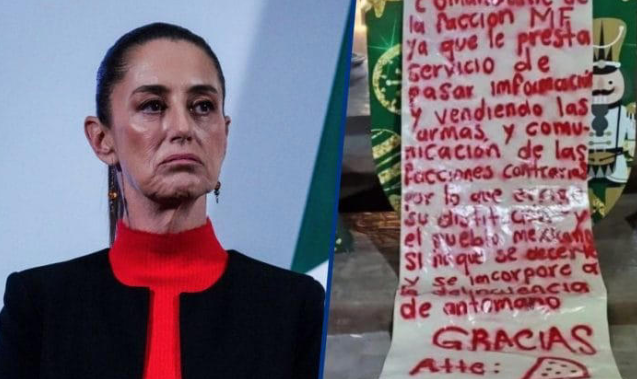 Narcomanta dirigida a Sheinbaum reaparece en Mazatlán