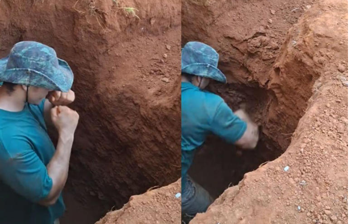 (VÍDEO) Hombre cava un pozo con los puños y se vuelve viral en TikTok