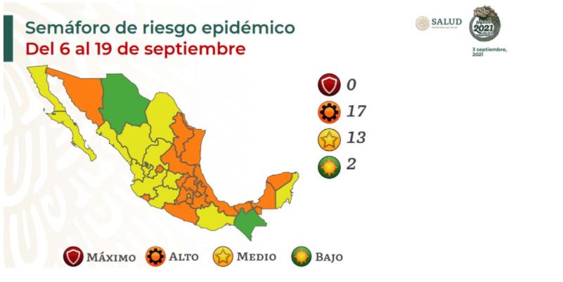 Semáforo COVID-19: México dice adiós al rojo y se pinta de naranja y amarillo