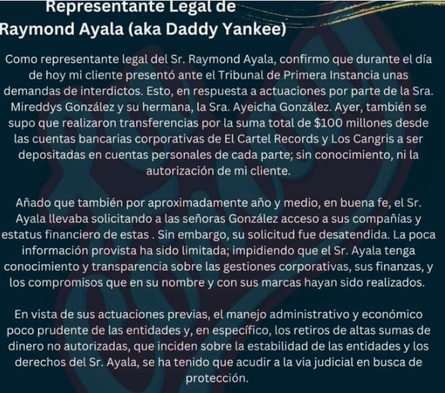 Daddy Yankee demanda a su esposa y acusa manejo irregular de su dinero