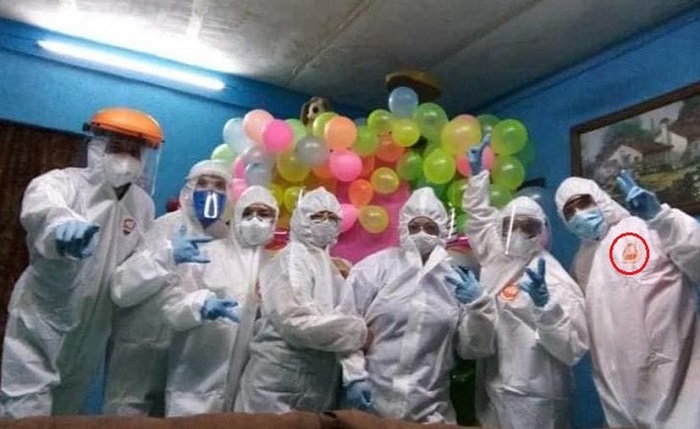Empleados de un hospital hacen fiesta "temática" de Covid-19