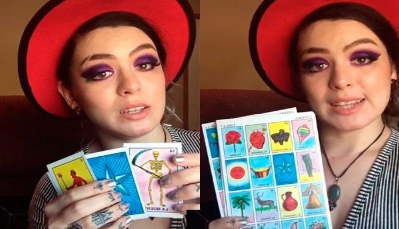 Tiktoker presume tarot con cartas de lotería mexicana y recibe burlas en redes