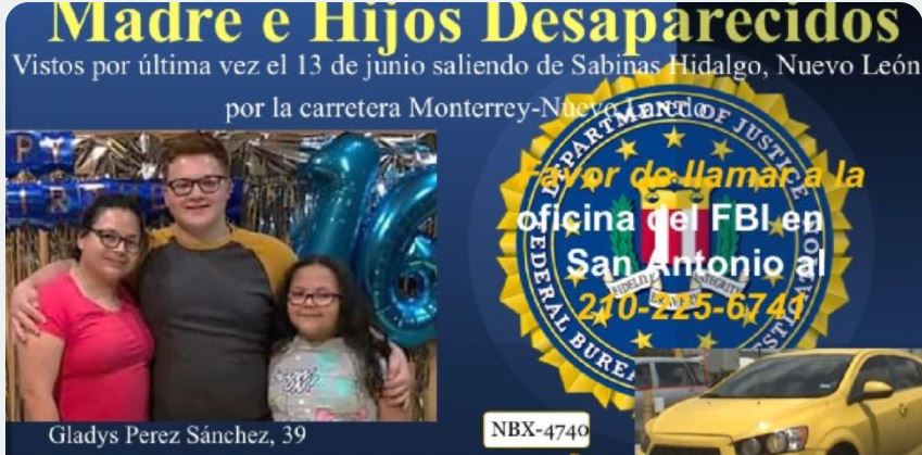 FBI busca a familia de Texas desaparecida en Nuevo León