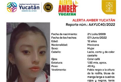 Yucatán: Piden ayuda para localizar a niña de 12 años reportada como extraviada