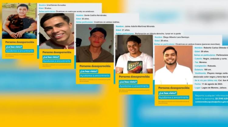 Jalisco da nuevas evidencias en el caso de los 5 jóvenes desaparecidos en Lagos de Moreno