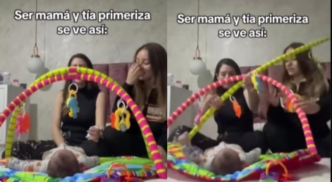 Bebé casi queda atrapado bajo tapete de juegos con decoraciones que se desplomaron