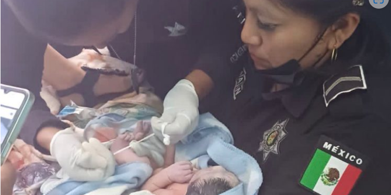 Policía de Kanasín asiste a mujer en labor de parto