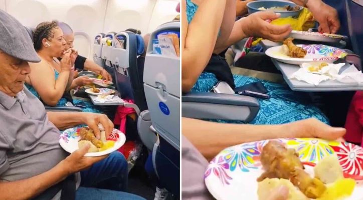 Vídeo: ¿No dan comida? Familia Sube una cazuela de pollo al avión