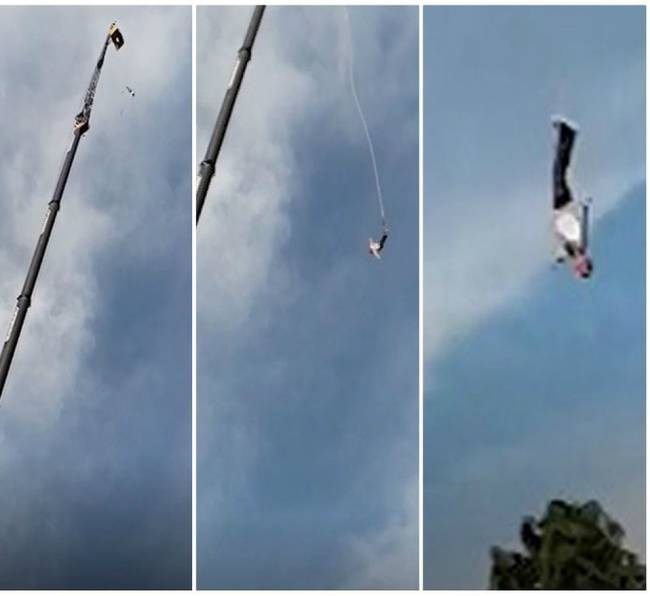 Hombre sobrevive a caída de 'bungee' de casi 100 metros