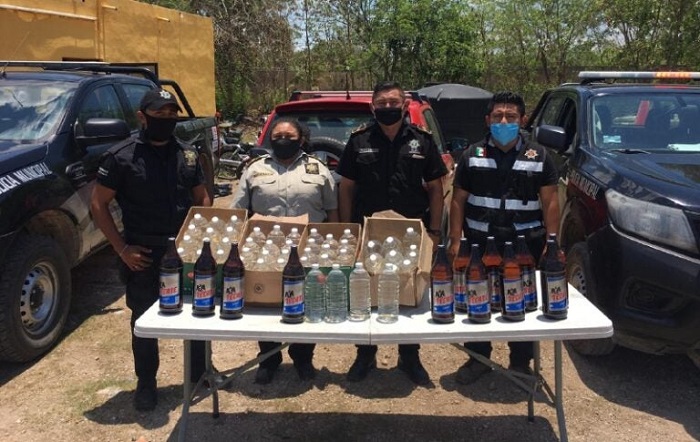 Yucatán: Decomisan más de 50 botellas de alcohol adulterado en Cacalchén