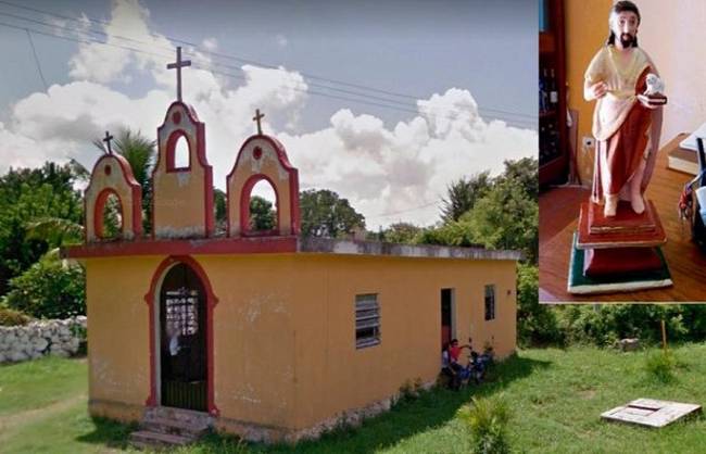 Yucatán: Roba santo en una capilla de Acanceh y luego lo devuelve