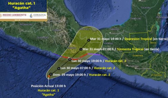 Conagua: Huracán Agatha alcanzaría categoría 3; afectaría a 4 estados