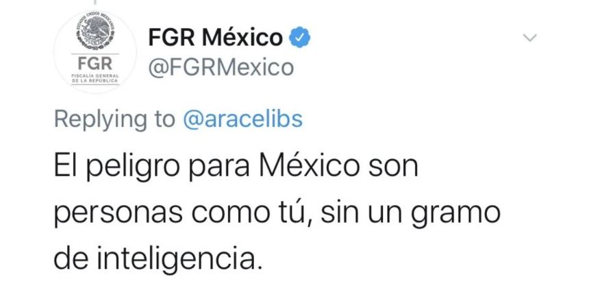 Twitter de la FGR insulta a usuaria por criticar a AMLO