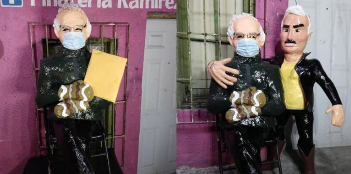 Bernie Sanders y Vicente Fernández convertidos en piñatas por artesanos
