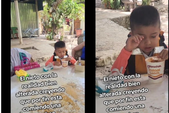 (VÍDEO) Abuelita hace creer a su nieto que le dio una sopa Maruchan