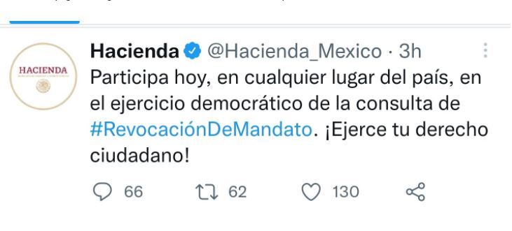 Hacienda federal viola veda electoral; baja su tuit por orden del INE