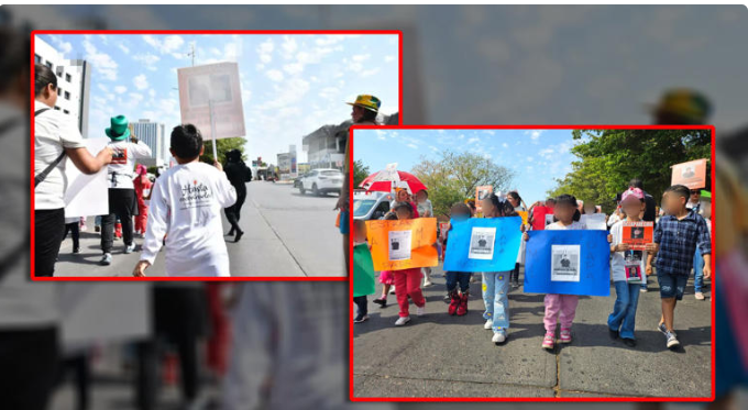 Niños y activistas disfrazados de personajes animados marchan pidiendo justicia