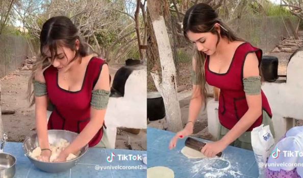 (VÍDEO) Guapa joven de la sierra prepara tortillas de harina y cautiva en las redes