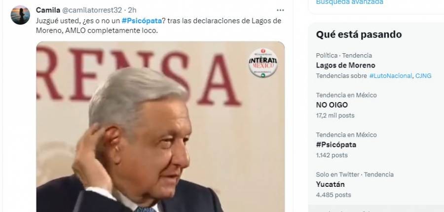 López Obrador se vuelve tendencia en la red X con el hashtag #Psicópata por burlarse de jóvenes