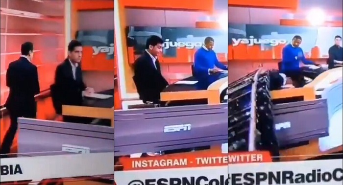 Video: Cae pantalla gigante sobre locutor durante programa en vivo