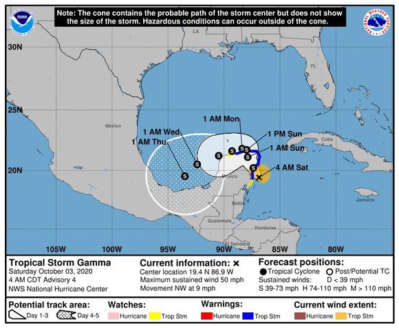 Tormenta “Gamma” se fortalece con rumbo a la Península: fuertes lluvias