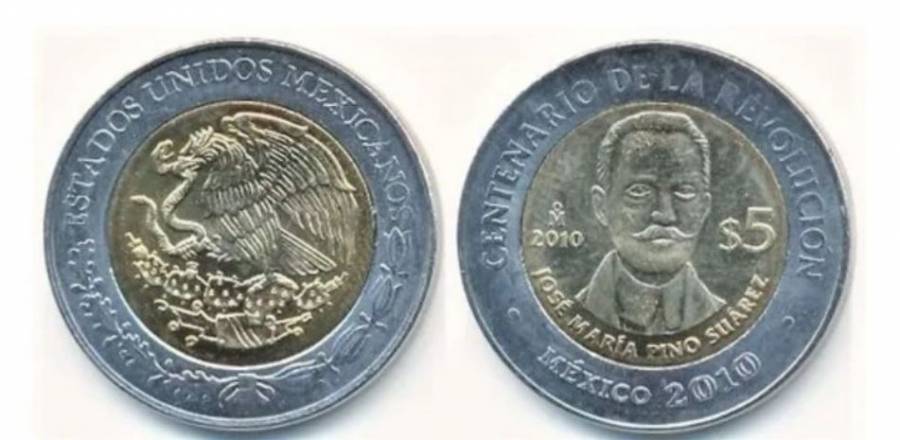 Moneda de $5 pesos de Pino Suárez ahora vale hasta $3,000